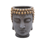 Sagebrook Home Resin Buddha Head Flower Pot, Gray/Gold
