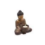 Sagebrook Home Resin Sitting Buddha Tealight, Copper