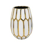 Sagebrook Home Ec, Ceramic Vase 9.5`` White/Gold