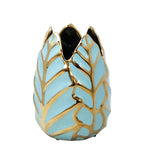 Sagebrook Home Ceramic 7.75"H Leaf Vase, Green