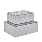 Sagebrook Home 13197-02 3.5" White/Silver Boxes, Set of 2