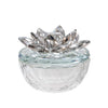 Sagebrook Home 13212-04 4" Glass Trinket Box Clear with Silver Lotus Top