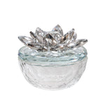 Sagebrook Home 13212-04 4" Glass Trinket Box Clear with Silver Lotus Top