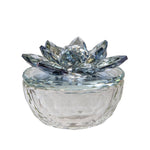 Sagebrook Home 13212-06 4" Glass Trinket Box Clear with Blue Lotus Top