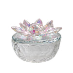 Sagebrook Home 13212-07 4" Glass Trinket Box Clear with Blush Lotus Top