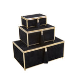 Sagebrook Home Set of 3 Black Velveteen Boxes W/ Tassel