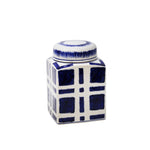 Sagebrook Home Blue/White Plaid Jar 8``