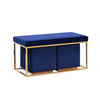 Sagebrook Home Set of 3 Blue/Gold Velveteen Bench/Stools Kd