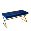 Sagebrook Home 13478-01 18" Ec Blue/Gold Velveteen Bench, X Legs, Kd