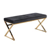 Sagebrook Home Black/Gold Velveteen Bench, X Legs, Kd