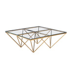 Sagebrook Home Gold Diamond Leg Cocktail Table, Glass