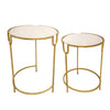 Sagebrook Home Set of 2 Gold Accent Tables, White Marble