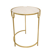 Sagebrook Home Set of 2 Gold Accent Tables, White Marble