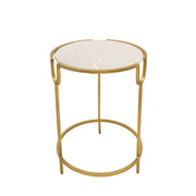 Sagebrook Home Set of 2 Gold Accent Tables, White Marble