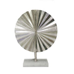 Sagebrook Home Silver Fan Disk On Marble Base, 21``