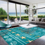 Homefires Calm Seas Indoor Rug – Serene Ocean-Inspired Accent Rug with Soft Blue and Green Tones for Living Room, Bedroom, or Entryway
