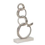 Sagebrook Home 13533-01 15" Linked Silver Rings On Marble Base