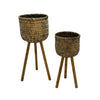 Sagebrook Home Set of 2 Bamboo Planters On Stands