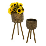 Sagebrook Home Set of 2 Bamboo Planters On Stands