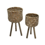 Sagebrook Home Set of 2 Bamboo 28/22``H Planters On Stands, Brown