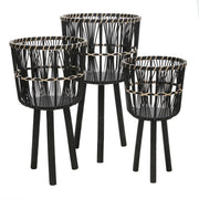 Sagebrook Home Set of 3 Bamboo Planters 11/13/15``, Black