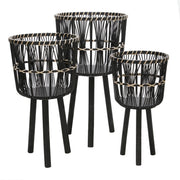 Sagebrook Home Set of 3 Bamboo Planters 11/13/15``, Black