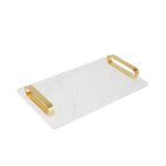 Sagebrook Home White Marble Tray W/ Gold Handles
