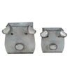 Sagebrook Home Set of 2 Tin Pig Planters