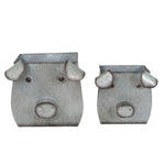 Sagebrook Home Set of 2 Tin Pig Planters