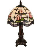 Meyda Lighting 136921 12"H Roseborder Mini Table Lamp