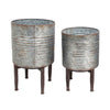 Sagebrook Home Set of 2 Tin Planters On Stands