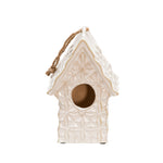 Sagebrook Home 10`` Textured Decorative Bird House, Ivory