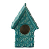 Sagebrook Home 10`` Textured Decorative Ceramic Bird House. Turquoise