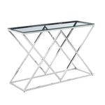 Sagebrook Home 13745-03 47" Silver/Glass Diamond Console Table, Kd