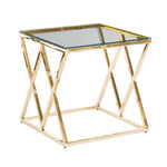 Sagebrook Home 13745-05 21" Gold/Glass Diamond Accent Table, Kd