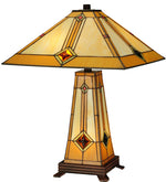 Meyda Lighting 138111 23"H Diamond Mission Lighted Base Table Lamp