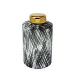 Sagebrook Home Ceramic 9.5`` Ginger Jar, Black/White