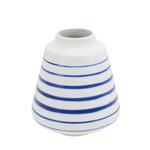 Sagebrook Home Ceramic Striped Vase 7``H, White/Blue