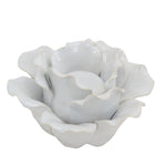 Sagebrook Home 13858-04 6" Ceramic Rose Tealight Holder, White