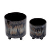 Sagebrook Home 13870-05 9"/6" Ceramic Footed Planters, Rainbow, Set of 2