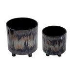 Sagebrook Home 13870-05 9"/6" Ceramic Footed Planters, Rainbow, Set of 2