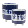 Sagebrook Home 13870-09 9"/6" Ceramic Footed Planters, White/Blue, Set of 2