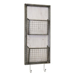 Sagebrook Home Metal 2 Tier Wall Basket W/Hooks, Gray