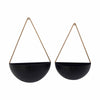 Sagebrook Home 13878-03 11.75" Metal Half Moon Wall Planters, Black, Set of 2