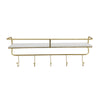 Sagebrook Home 13880-03 24" Metal/Wood, 5 Hook Wall Shelf, White/Gold