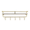 Sagebrook Home 13880-04 20" Metal/Wood 5 Hook Wall Shelf, White/Gold