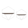 Sagebrook Home 13882-01 16.75" Metal/Wood Hexagon Wall Shelves, White/Brown, Set of 2
