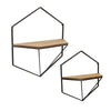 Sagebrook Home Set of 2 Metal / Wood Hexagon Wall Shelves, Brown