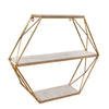 Sagebrook Home 13884-02 24" Metal / Wood 3 Tier Hexagon Wall Shelf, Gold