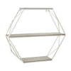 Sagebrook Home Metal/Wood 3 Tier Hexagon Wall Shelf, Gray/White